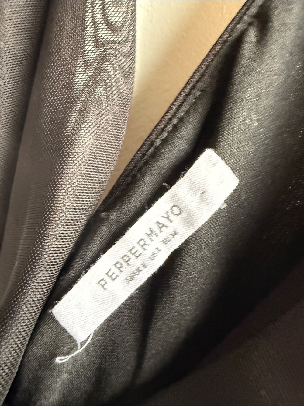 Peppermayo Black Cowl Neck Draped Mini Dress Sheer Mesh Y2K - Picture 2 of 4